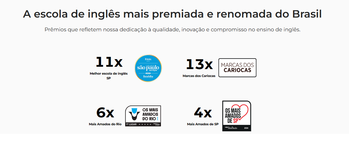 A escola de inglês mais premiada e renomada do Brasil